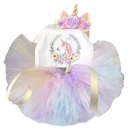 1 Year Baby Girl Unicorn Dress Princess Multicolor